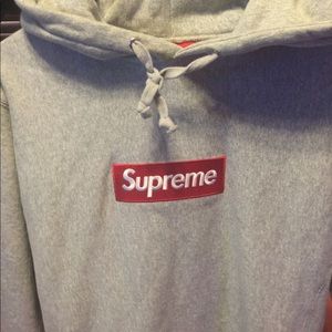 Supreme Gray Box Logo Hoodie NO TRADES
